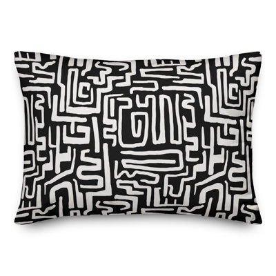 Navy Wiggly Shapes Outdoor Throw Pillow
