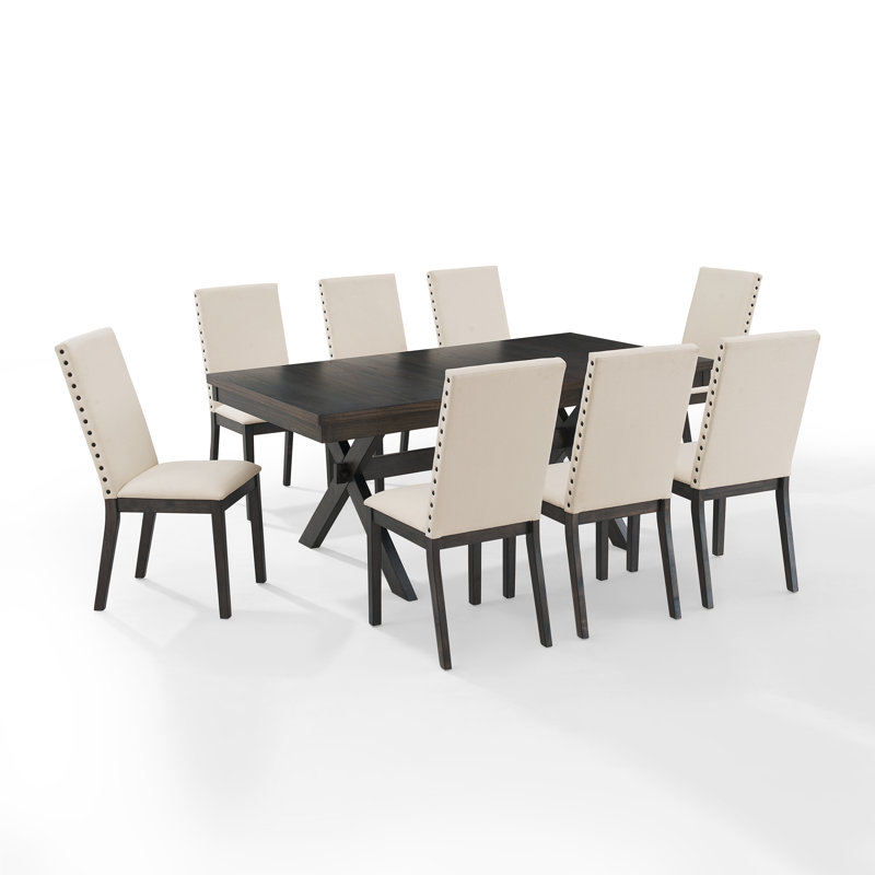 Dunblane Self Storing Leaf Dining Set, 9 Pieces: Table, 8 Chairs