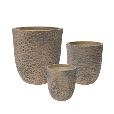 Grand pot à fleurs en oxyde de magnésium de 3 pots de fleurs ronds de 15,73 po, 11,4 po et 7,87 po avec drainage pour le jardin et la décoration intérieure