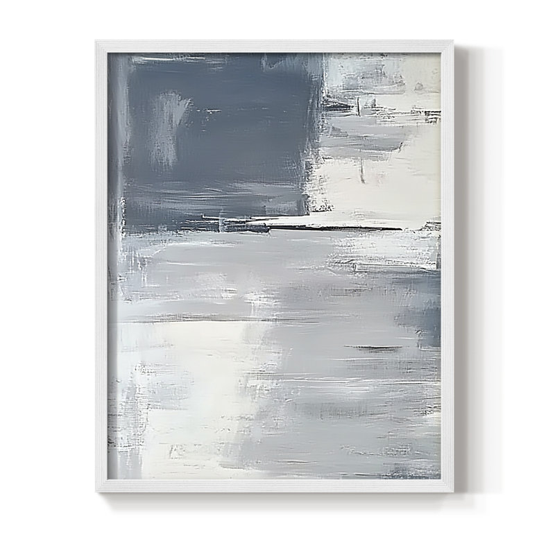 Abstrait, encadré, prêt à accrocher , H 29 po x l 23 po, Blanc