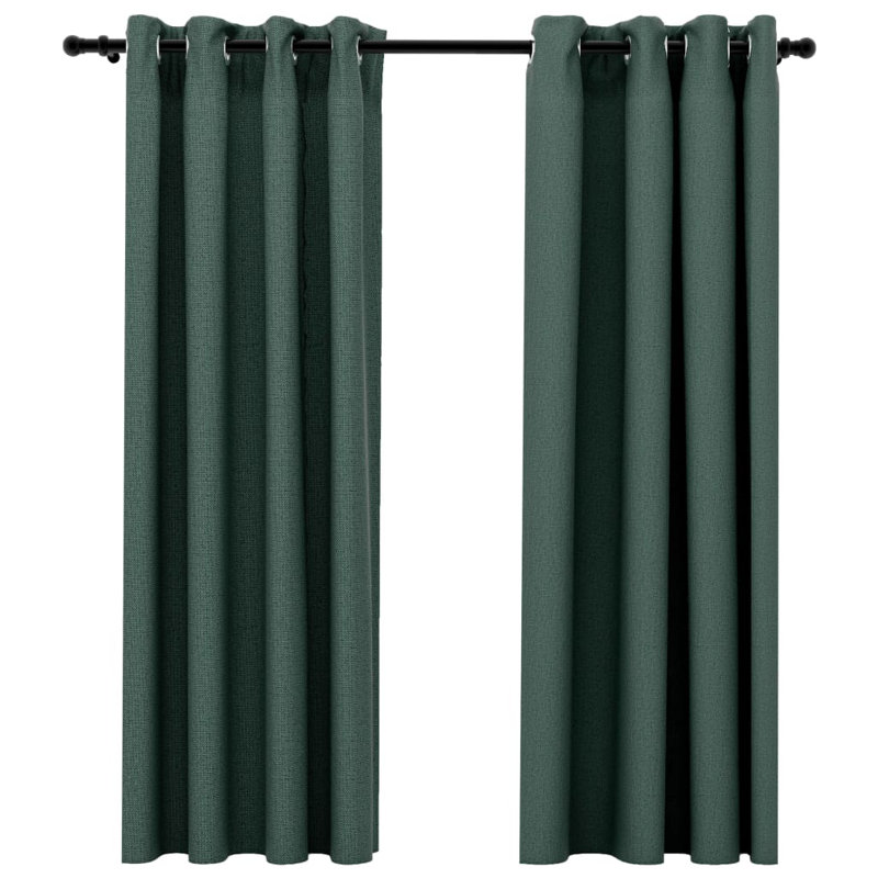 Chaarvi Blackout Curtain Pair, Green, 140cm Width x 175cm Drop