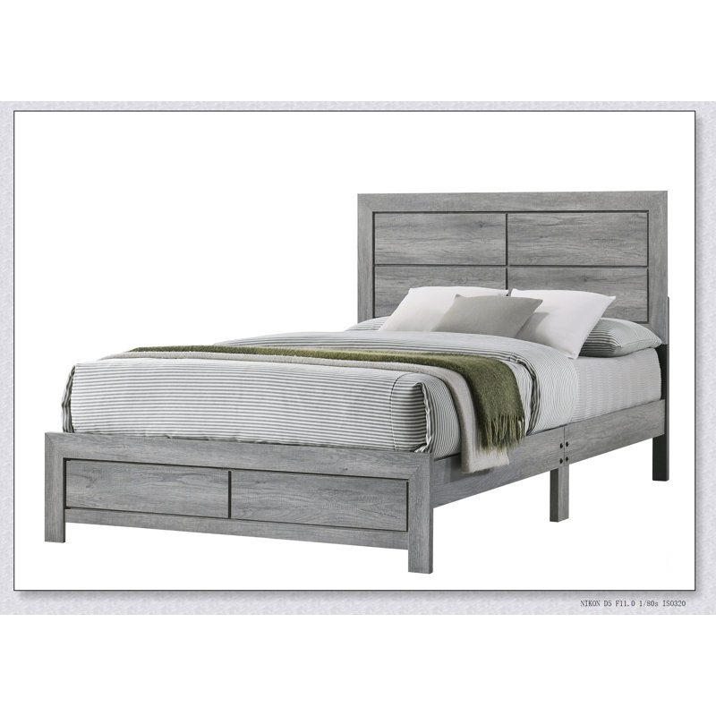 Cadre de lit moderne avec tête de lit pour chambre à coucher, Brun foncé, Double
