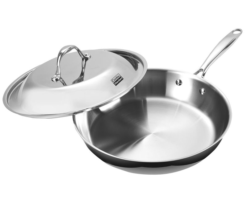 12-Inch Stainless Steel Frying Pan with Dome Lid