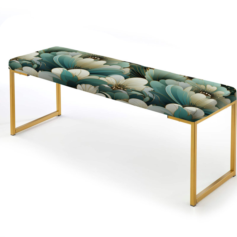 Motif décoratif damassé vert - banc rembourré damassé doré