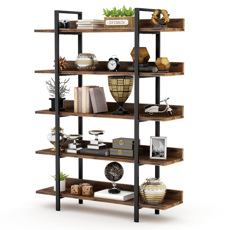 Bookshelf Bookcase Storage Rack Standing Shelf 5-Tier Industrial Bookcase Honesdale