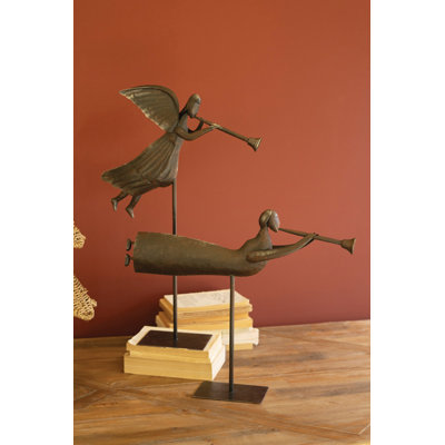  Rustic Angel Weathervane Set – 25.5 Inch Metal Christmas Sculptures