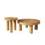 Edija 2 Piece Big Solid Wood Legs Coffee Table with Wooden Growth Ring Tabletop
