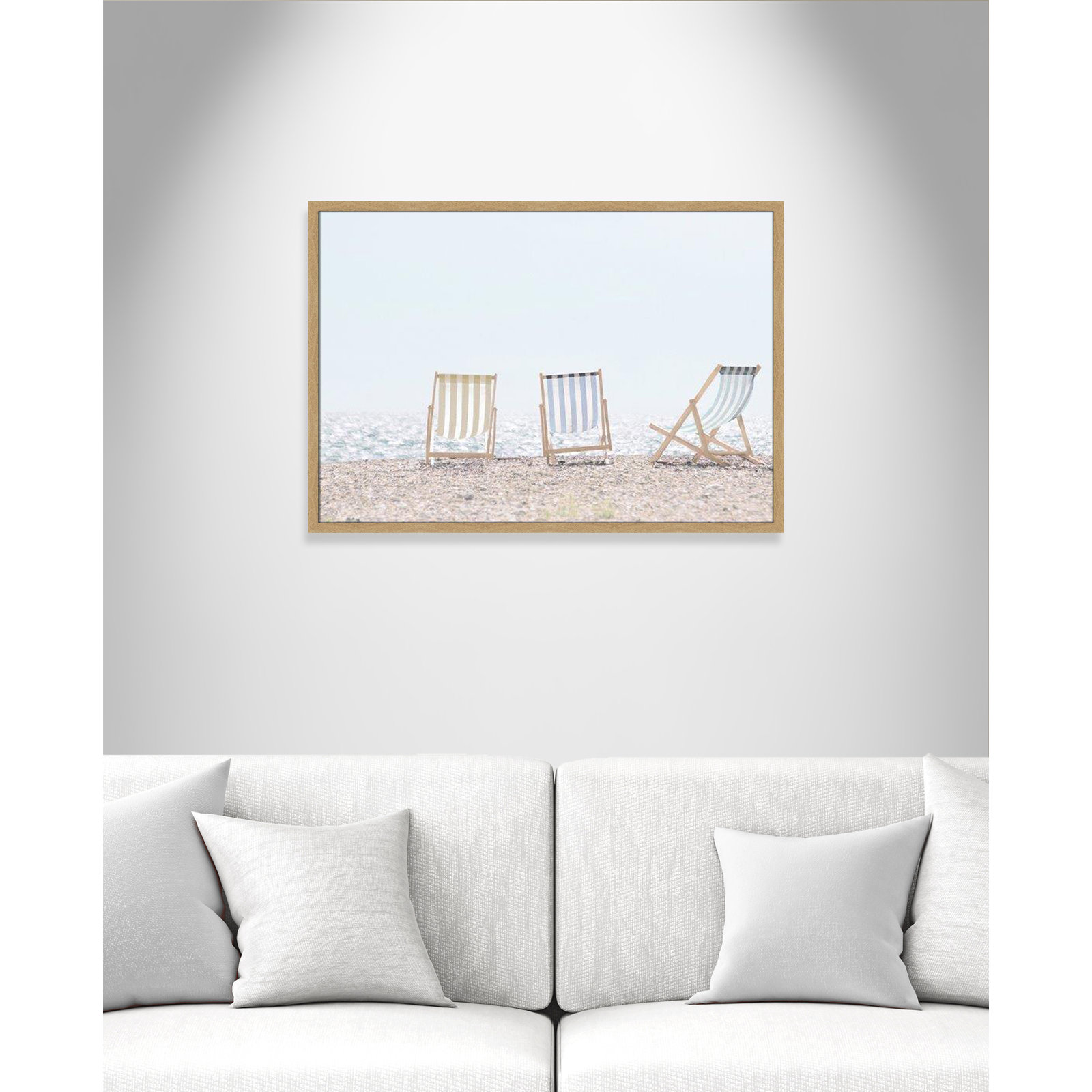 Adriatica "Beach Chairs" Print by Leah Straatsma, 25.5" H x 35.5" W x 1.25" D, Natural