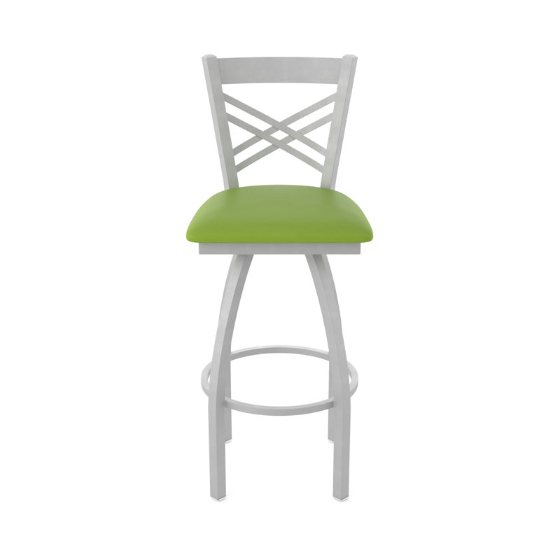820 Catalina Swivel Stool, Anodized Nickel, Vinyl-Canter Kiwi Green, Extra Tall (36" Seat Height)
