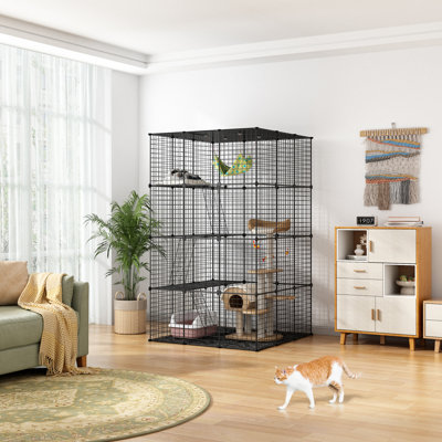 Ceason 4-Tier Wire Cat Cage Playpen