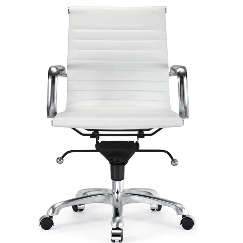 Lonty Leather  Office Chair, Silver, White