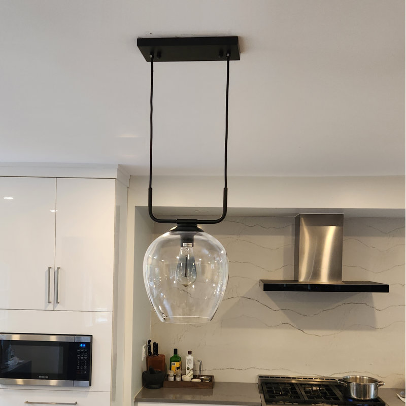 Kiro 1 - Light Single Pendant, U-shaped Black, 12" H x 10" W x 10" D