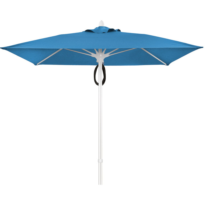 Parasol de marché carré 7,5 pi Prestige, Blanc, Sunbrella® bleu ciel