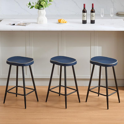 Backless Saddle Counter Height Bar Stools Faux Leather Counter Stools For Kitchen Island by Corrigan Studio