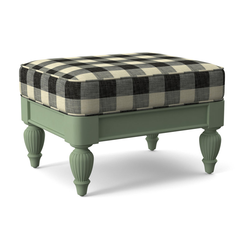 Grand View Ottoman, Black Buffalo Check; 0120-81, Celery Finish