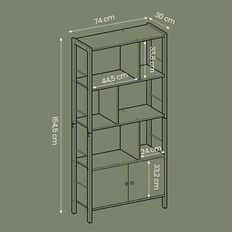 154.5cm H x 74cm W Metal Standard Bookcase