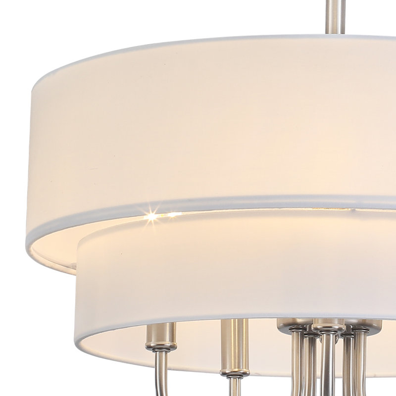 Lustre à 5 gradins en forme de tambour à 5 niveaux de style moderne à 5 lumières pour vestibule de salle à manger, Nickel