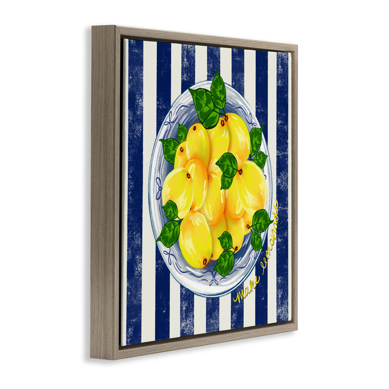 Faites de la limonade sur un cadre flottant à rayures, design par Lori Mosley, H 25 po x l 25 po