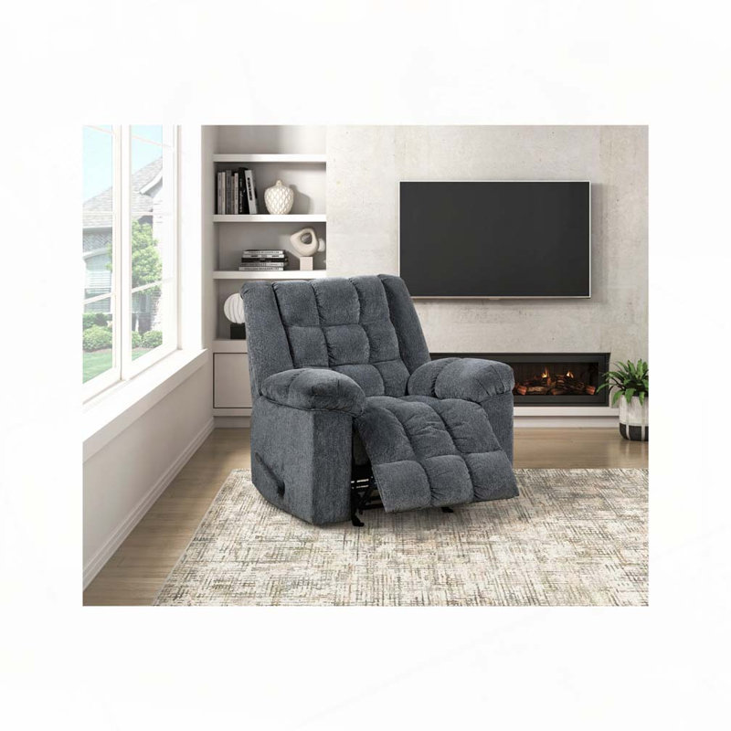 Chenille Upholstered Reclining Chair, Grey