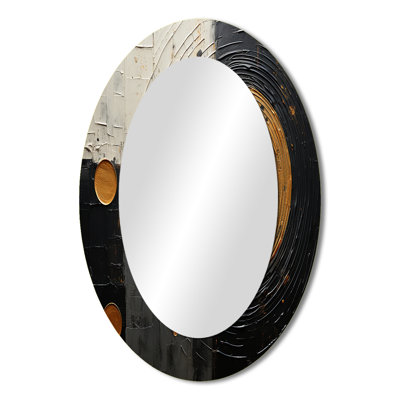 Gold Black Saturn Mercurys Mirage I - Large Oval Wall Mirror On Metal