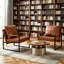 Chaise d'appoint en cuir avec structure en métal-129100736