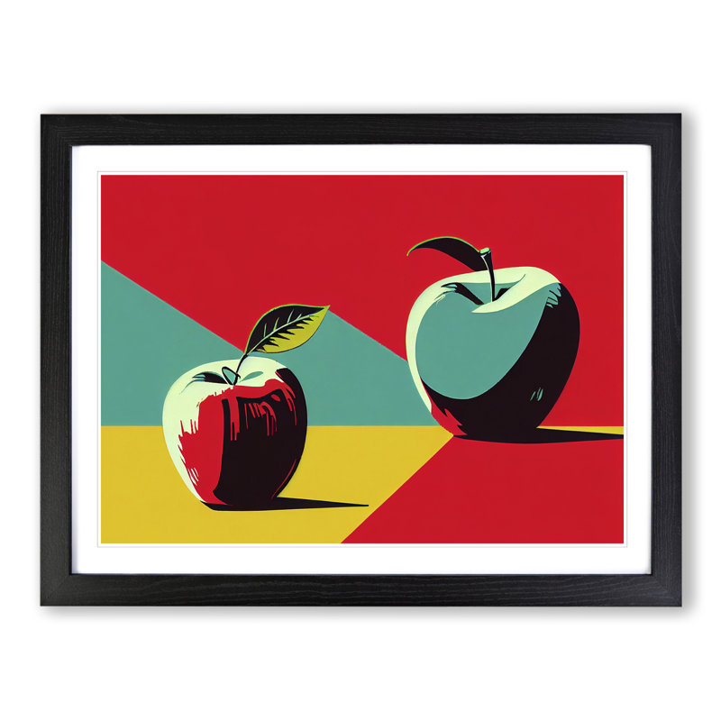 Pop Apple Fruit Vol.1 Abstract - Single Picture Frame Print, 25cm H x 34cm W x 2cm D, Black