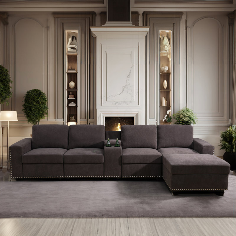 Ryo Upholstered 130.5'' Sofa, Brown