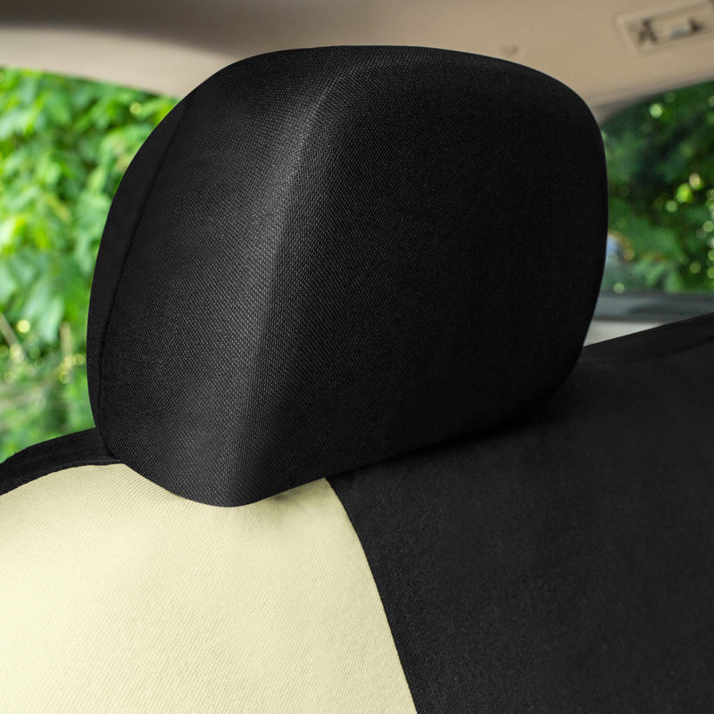 Ensemble complet de housses de siège de voiture en tissu à chevrons, Beige