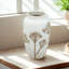 Vase cylindrique en céramique 8 x 8 x 13,5 po avec motif botanique brun