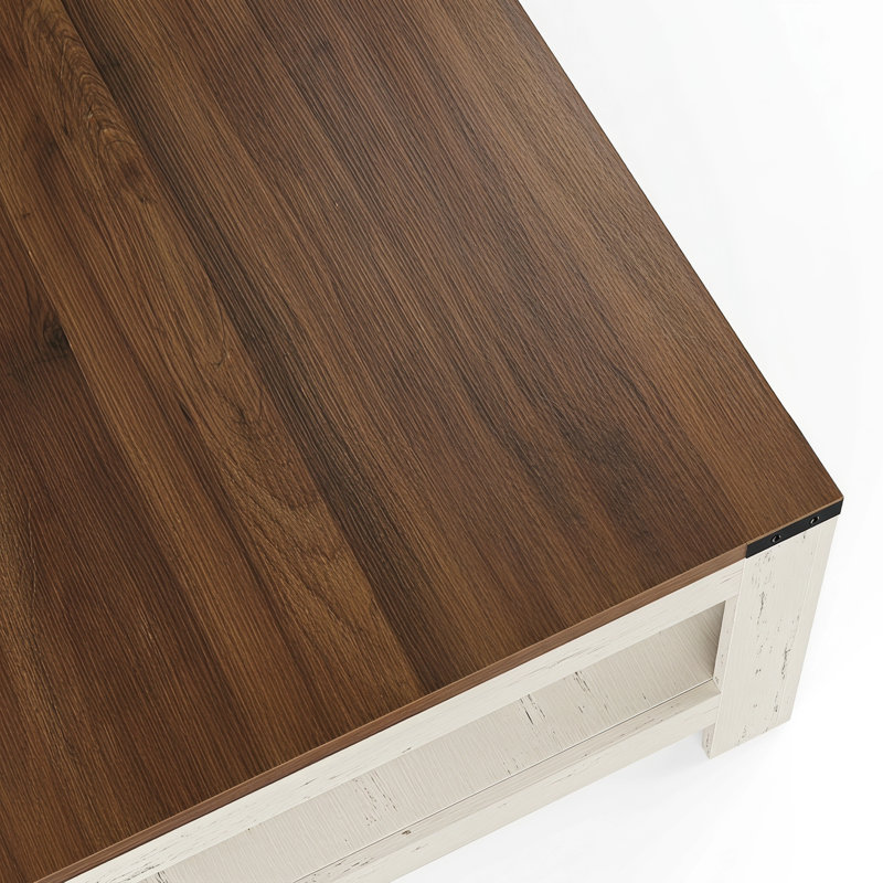 Table basse Zara, Blanc / Noyer foncé