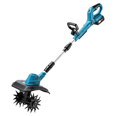 Motoculteur sans fil 21 V avec moteur sans balais, largeur 30 cm, profondeur 22 cm, 2 batteries 4,5 Ah et chargeur inclus