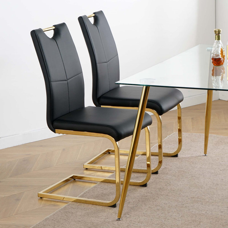 Chaise rembourrée en polyuréthane (ensemble de 2), Noir
