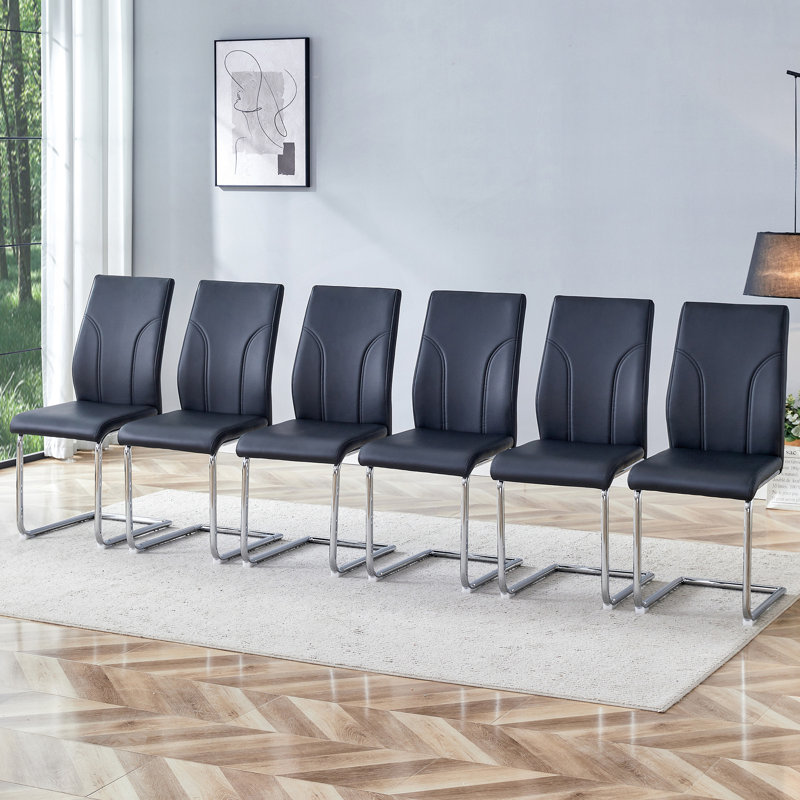 Ensemble de 6 chaises de salle à manger en polyuréthane, confort de dossier élevé et pieds robustes pour la salle à manger, la cuisine et le salon