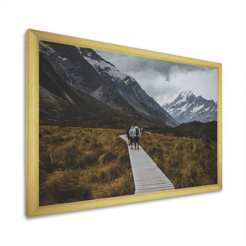 Montagne, randonnée, horizon au Canada, sur toile, Cadre doré simple, H 24 po x l 32 po x P 1 po