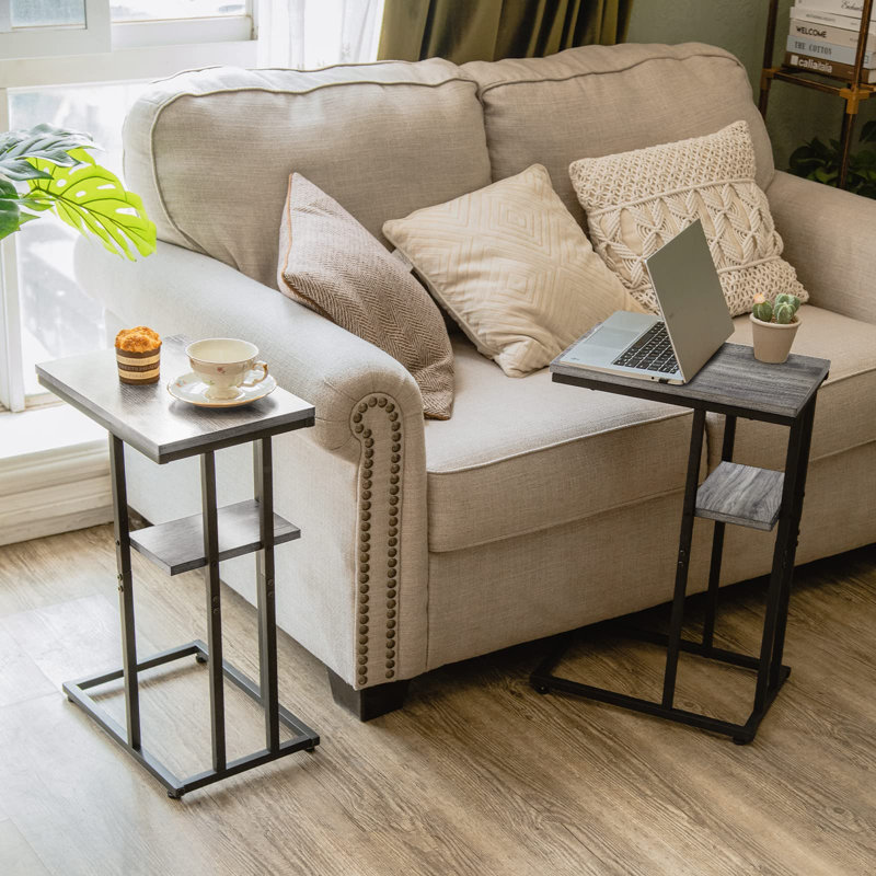 Table de bout avec rangement Creslow, Gris, Noir