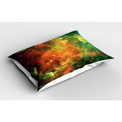 Ambesonne Nebula Pillow Sham 2 Pack Cosmos Space Planet Orange Green -  pil-2_14492_30x20