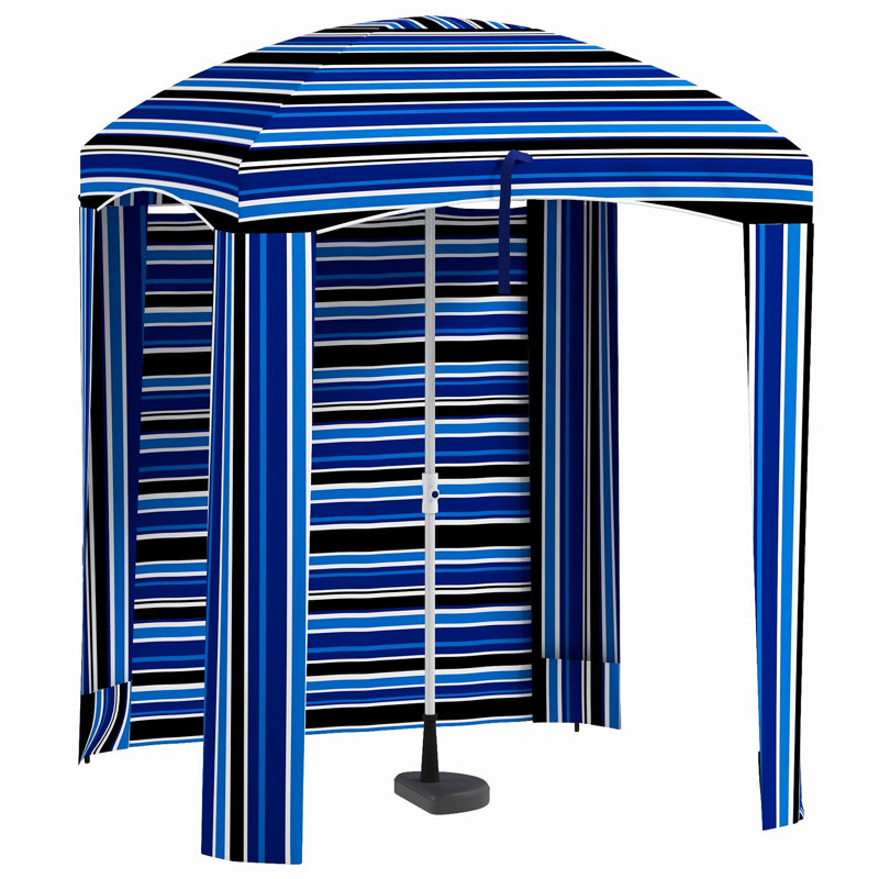Parasol de plage portatif 5,9 'x 5,9' Outsunny, Bleu / rayures noires