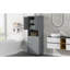 Grande armoire de salle de bain avec panier à linge, grand panier à linge inclinable et armoire de rangement supérieure-339280700