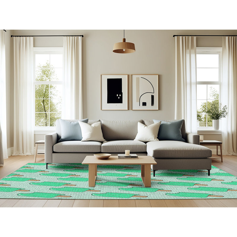 Tapis décoratif vert cyprès du lac, Rectangle 6 pi x 9 pi