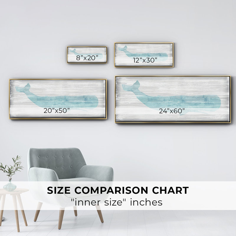 Whale IV- Framed Canvas, 12" H x 30" W