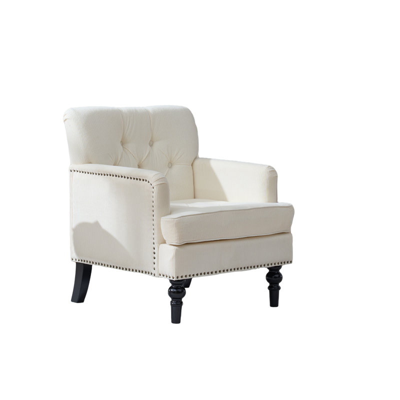 Fauteuil d'appoint rembourré capitonné 2 pièces, Beige