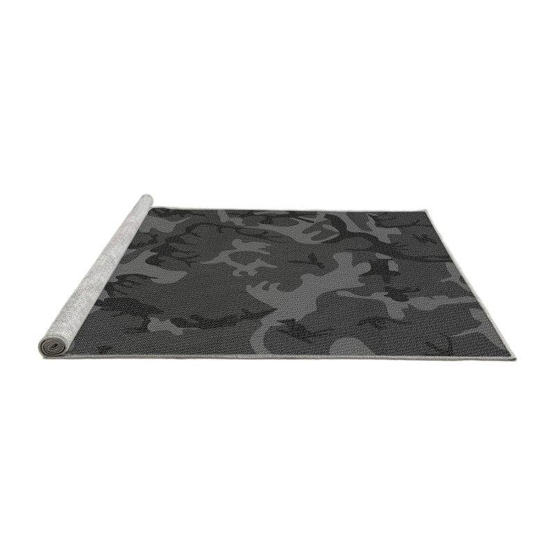Tapis 100% à motifs lavables à la machine 2989 WSHPAT665GRY, Rond 4 pi