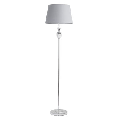 Milton 158cm Polished Chrome With Moulded Glass Detail Traditional Floor Lamp