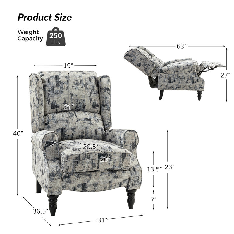 Fauteuil inclinable l 31 po Brodie, Abstrait gris