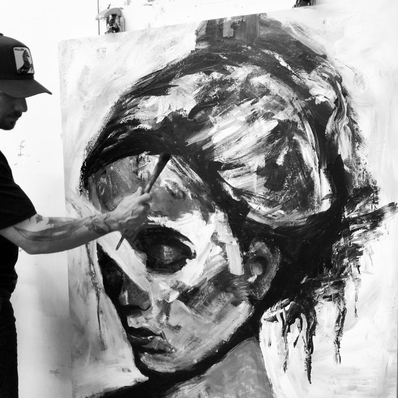 Abstract Girl II On Giclee Canvas Hand Embellished Art, 40" H x 30" W x 1.5" D, Wrapped Canvas