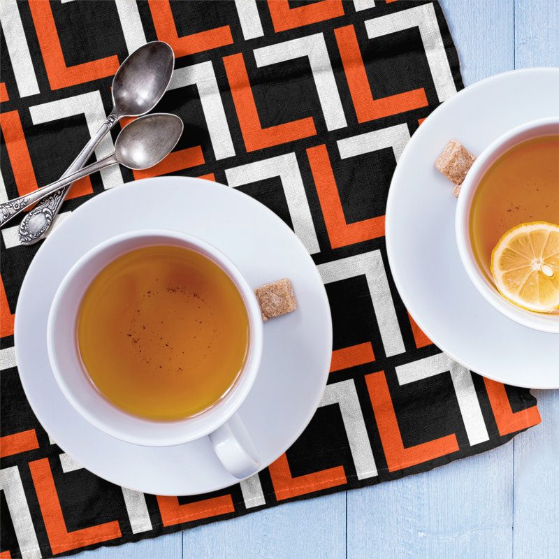 Cincinnati Tea Towel Kitchen Towel, Orange/White/Black, Polyester