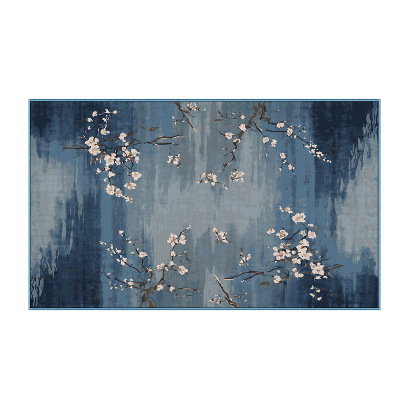 Machine Washable Blue Area Rug, Rectangle 8' x  12'