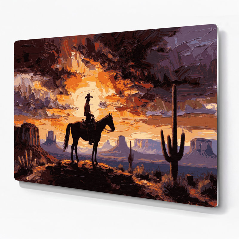 «Southwestern Cowboy Vintage Cowboy», affiche 89, art mural en métal brun, H 240 po x l 288 po x P 0,05 po