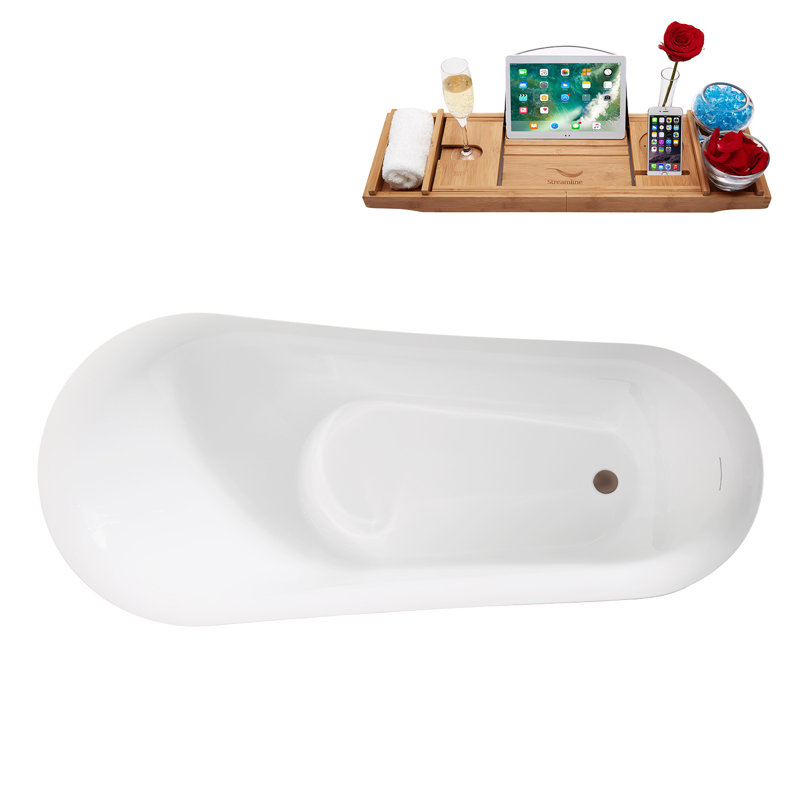 71" Streamline Freestanding Tub and Tray With Internal Drain, Matte Oil Rubbed Bronze