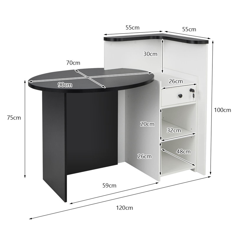 17 Stories Reception Desk, Black/White